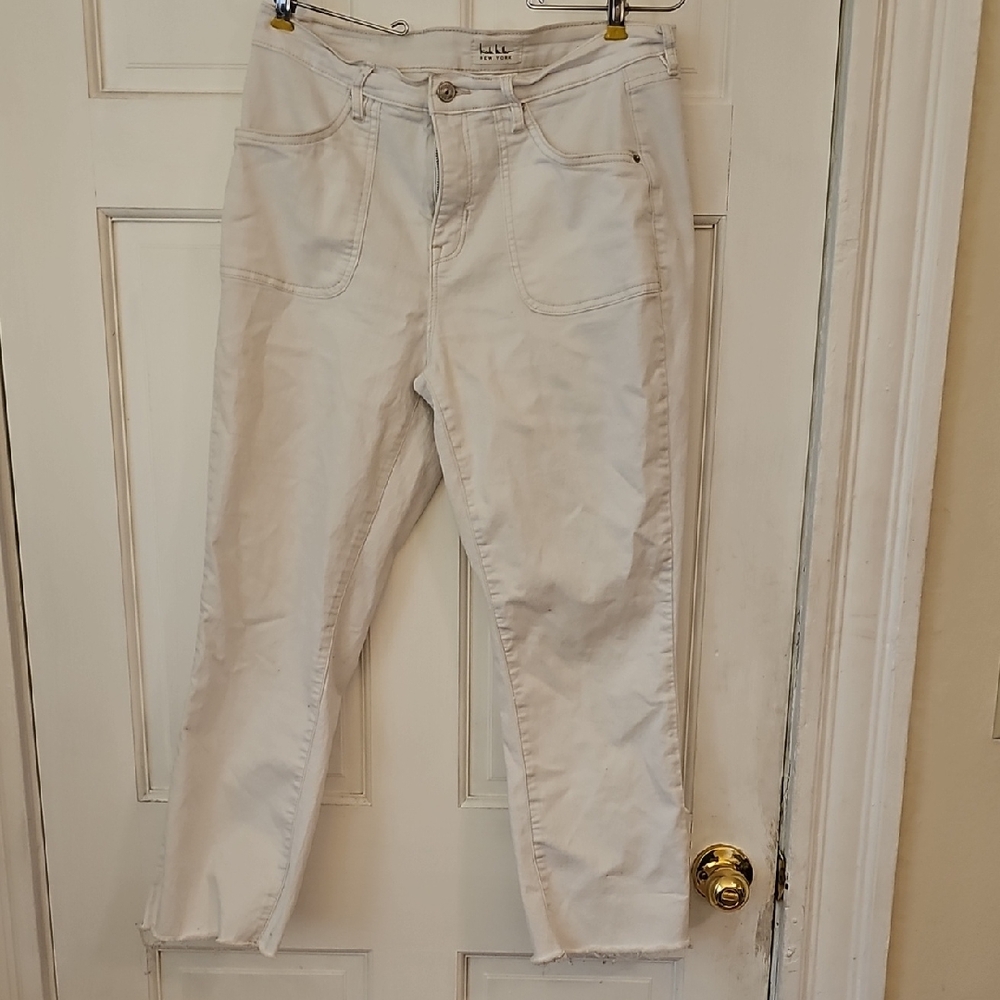 Nicole Miller White Ankle Cropped Jeans Lightweight Denim